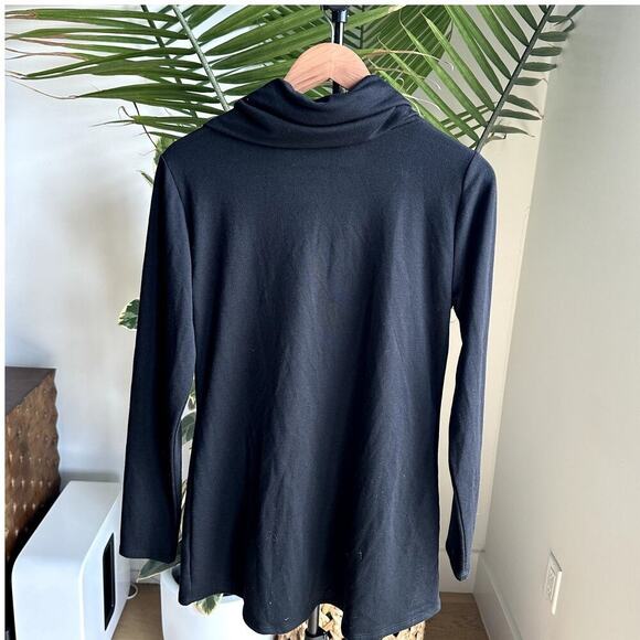 Belldini Long Sleeve Black Cowl Neck Grommet Detail Chic Minimalist Edgy - Picture 2 of 8